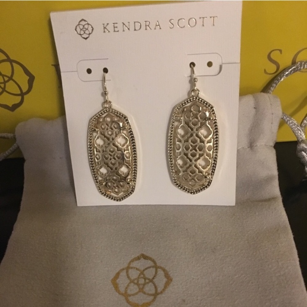 Kendra Scott earrings gold filigree Elle